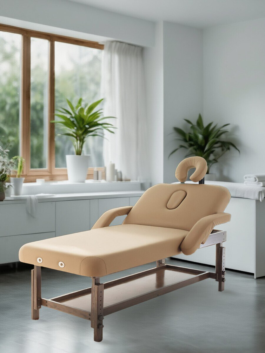 Стол массажный стационарный с рамой из бука NOVOKOM KMM1A белый