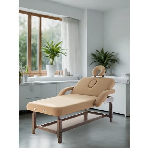 Стол массажный стационарный с рамой из бука NOVOKOM KMM1A белый