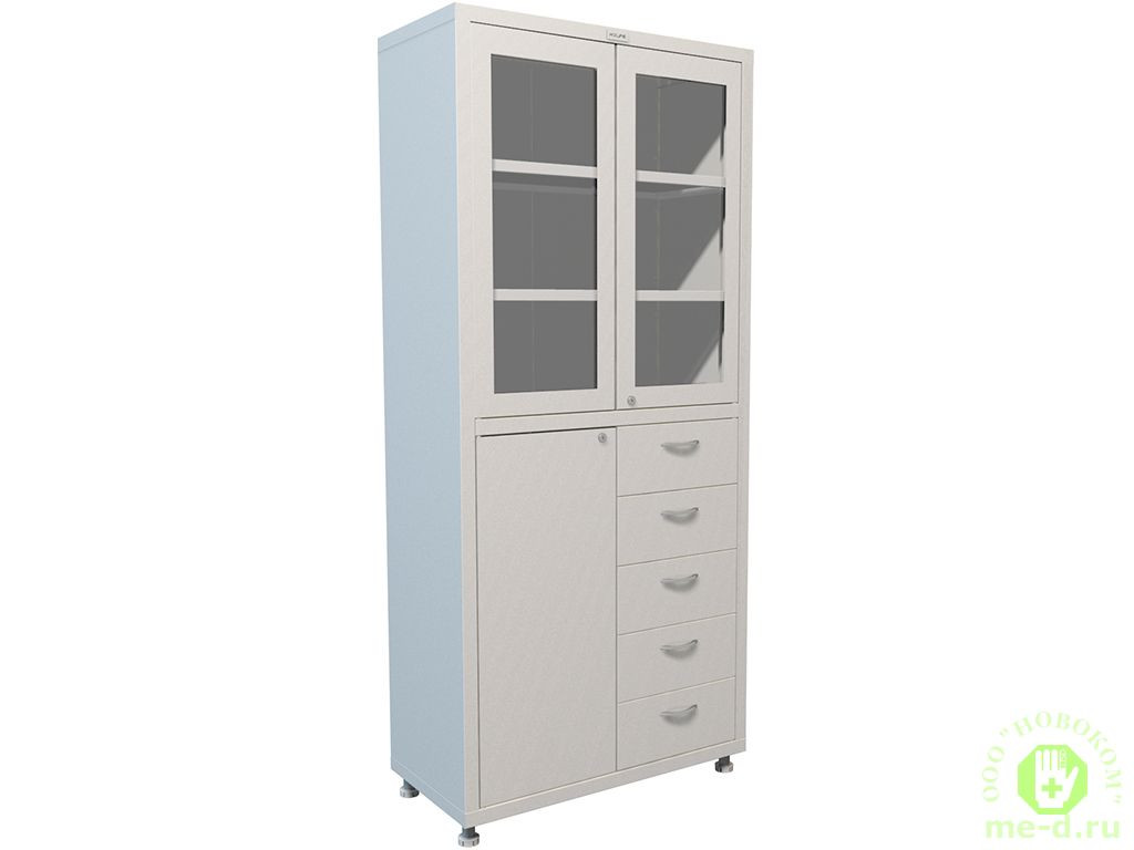 Шкаф медицинский двухстворчатый с пятью ящиками HILFE МД 2 1780 R-5
